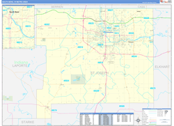 South Bend Metro Area Wall Map Basic Style 2024
